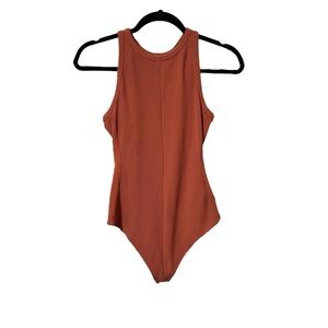 Athleta Rust Orange Rib Bodysuit in Powervita